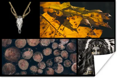Produktbild von MuchoWow® Poster Collage - Gold - Schwarz - Farbe 120x80 cm - Bilder