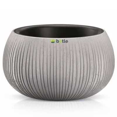 Obrázek produktu pro Květináč vlnitý vzor Imitace betonu 37x22cm šedá plantážník s vložkou