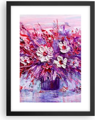 Produktbild von Gerahmtes Poster - Schwarzer Rahmen - Pastos Blumen Rosa - 30x40 cm - Wand Bild - Wanddeko - Wandbilder - Kunstposter - Wandposter - Bilderrahmen - Bilder - Kunstdruck - P2BPA30x40-4530