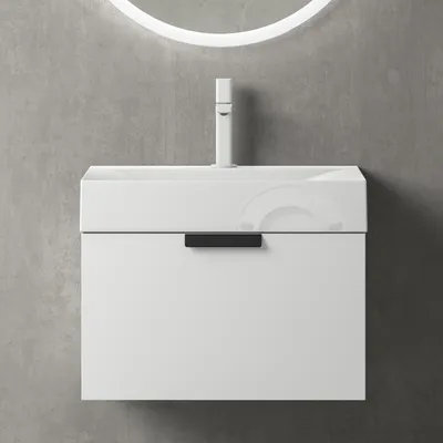 Produktbild von Mai & Mai Badmöbel-Set BxH 60x45cm in Weiß matt mit Soft-Close Schublade Wandmontage inkl. Waschbecken Lonato