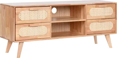 Image de Meuble TV Home ESPRIT naturel métal bois d'hévéa 120 x 30 x 48 cm