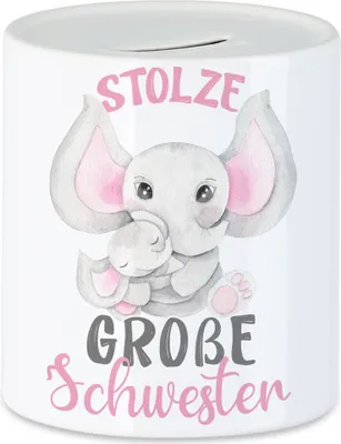 Produktbild von Stolze Große Schwester Spardose Elefanten Liebe Familie Schwesternliebe Beschützerin Geschwister Geborgenheit