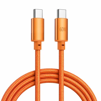 Produktbild von USB-C auf USB-C Kabel 60W für iPhone 17/16/15 Pro Max, iPad & MacBook – Fast Charging Schnellladekabel Nylon Orange