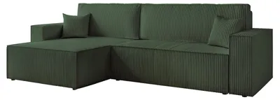 Produktbild von Ecksofa Mulri XL Poso 14 Flaschengrün Cord Schlaffunktion Universell Bettkasten