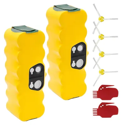 Immagine prodotto di Set di 2 batterie di ricambio con caricabatterie - Batterie per robot aspirapolvere serie 500-900 - 14,4 V - 6000 mAh - Ni-MH