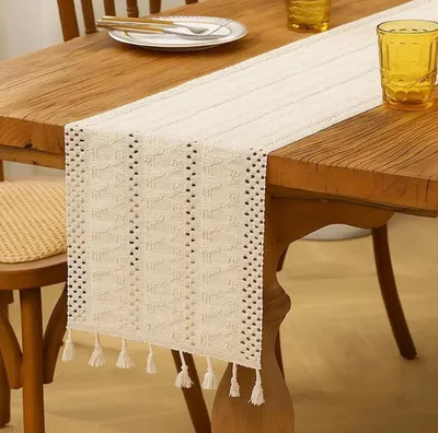 Produktbild von Katoenen beige tafelloper in boho stijl