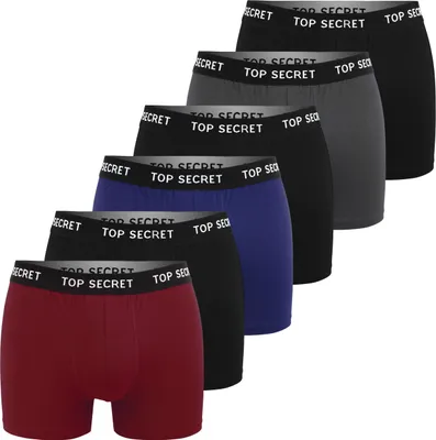 Obrázek produktu pro TOP SECRET Boxerky Pánské 6 Pack M Bavlna Fit prodyšné spodní prádlo Spodní prádlo Pánské Pánské Retro šortky