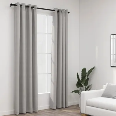 Immagine prodotto di The Living Store tende oscuranti occhielli look lino 2 pz. Grigio 140x245 cm