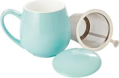 Produktbild von Kräuterteetasse Saara aus Porzellan, Fassungsvermögen 0,35 Liter, türkis, 3-teilig