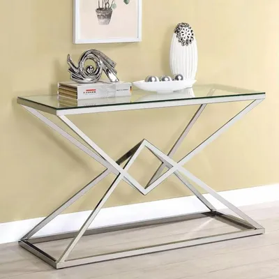Produktbild von Casa Padrino Luxus Edelstahl Konsole mit Glasplatte Silber 100 cm - Luxus Möbel