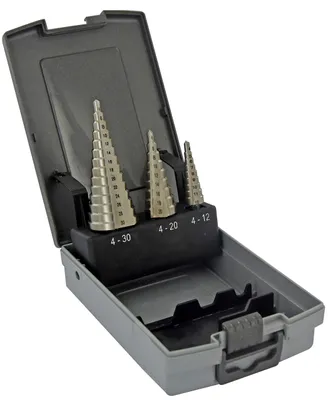 HSS-Kegelbohrer-Set Ø 4–30 mm, 3-teilig, Spiralnut