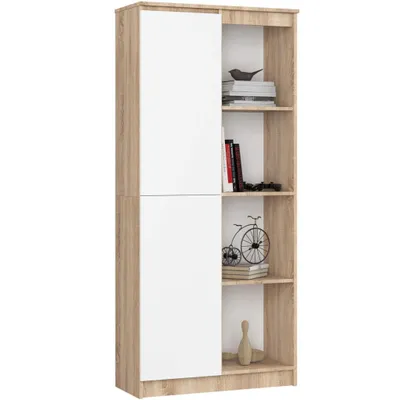 Produktbild von Akord Regal Sonoma-Eiche Weiß 80X35X180 Cm