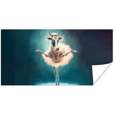 Produktbild von MuchoWow® Poster Kuh - Rock - Ballett - Tiere - Porträt 80x40 cm - Wanddeko