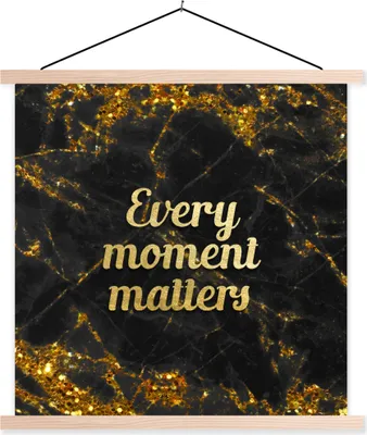 Produktbild von MuchoWow® Textilposter Zitat - Gold - Glitter - Marmor 120x120 cm mit holzfarbenen Rahmen - Textil-Poster