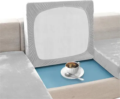 Produktbild von Elastischer Velours-Sitzkissenbezug für Sofa 80–100 cm in Hellgrau – Schonbezug