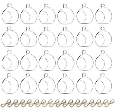 Immagine prodotto di Sfere di vetro da appendere, 24 pezzi, portacandele a sospensione per tealight, 6 cm, trasparenti, senza candela inclusa