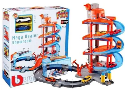 Immagine prodotto di Modello "Garage a più piani Mega Dealer Showroom" con 2 auto BBurago