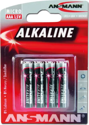 Zdjęcie produktu dla Ansmann 5015553, Jednorazowa bateria, Alkaliczny, 1,5 V, 4 szt., Wielobarwny, 10,5 mm