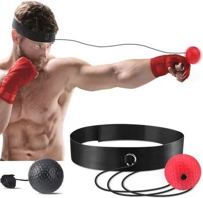Produktbild von Famanu Box-Reflexball für Reaktions- und Geschicklichkeitstraining - Schwarz/Rot