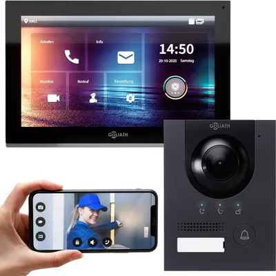 Produktbild von GOLIATH PRO IP Video Türsprechanlage | App | Anthrazit | 1-Familie | 10 Zoll | Unterputz | 180°