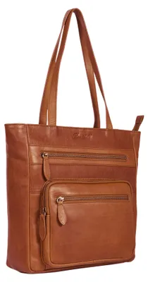 Produktbild von Benthill Schultertasche Damen Echt Leder | Shopper aus echtem Rindsleder | Vintage Handtasche mit vielen Fächern | Damen-Leder-Tasche | Beutel