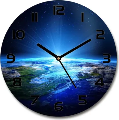 Produktbild von Wanduhr aus Glas 30fi Glasbild Glasuhr Gehärtetes Glas - schwarze-zeiger - Planet Earth
