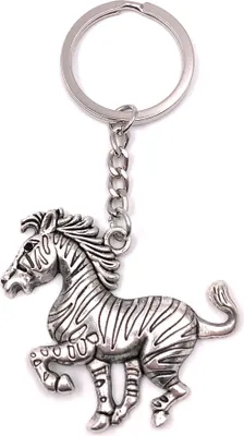 Produktbild von Onwomania Schlüsselanhänger Zebra Tier Steppenpferd Bergzebra Metall Anhänger Charm