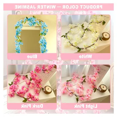 Produktbild von 2 Stück Künstliche Blumengirlande, Kirschblütengirlande, Deko für Hochzeit und Feste (Stil 1 Blau 370MM)