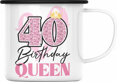 Produktbild von Trendation -  40. Geburtstag Emaille Tasse Frau Geschenk 40er Geschenkidee 40 Mutter Frauen Lustig Geschenke (Schwarz)
