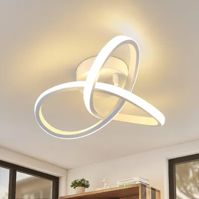 Image de ZMH LED Plafonnier Salon Blanc Chaud Plafonnier 25.5CM 17W Moderne Blanc Géométrie Design Lampe pour Chambre Entrée Couloir Cuisine