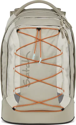 A backpack is shown from the front against a white background.