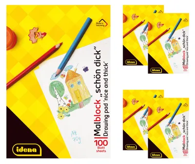 Produktbild von Idena 90441 - Malblock DIN A4, 5 Stück, Block mit je 100 Blatt geleimt, Malpapie
