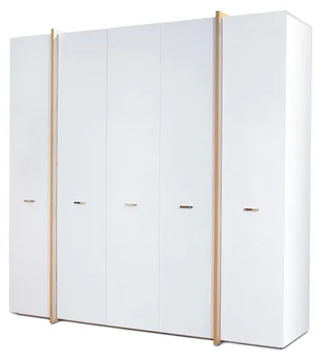 Produktbild von home24 Drehtürenschrank mit 5 Türen - Weiß / Eiche Sonoma Nachbildung