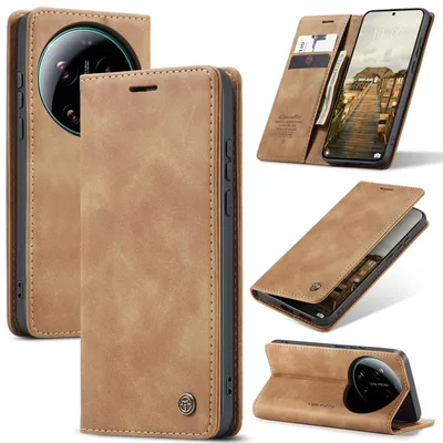 Produktbild von Hülle für Xiaomi 17 Ultra Retro Kunstledertasche mit Standfunktion Schutzhülle Braun