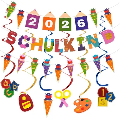 Produktbild von Girlande Schulkind 2026 Deko Einschulung Mädchen Junge Set