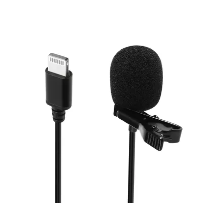 Zdjęcie produktu dla Mikrofon krawatowy z złączem Lightning i osłoną przeciwwiatrową (1,5 m), czarny