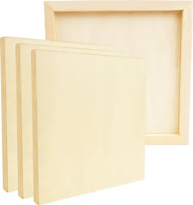 Produktbild von Belle Vous 4 Stk Holz Malgrund Leinwand Rahmen Malplatte Natur – 30x30cm Wood Panel aus Lindenholz – Mixed-Media Leinwand Bildträger Leinwandbrett für
