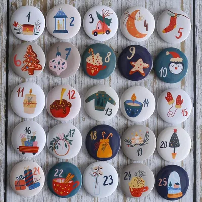 Produktbild von Adventskalender – Zahlenknöpfe – Reversnadeln zur Dekoration von Adventskalendern