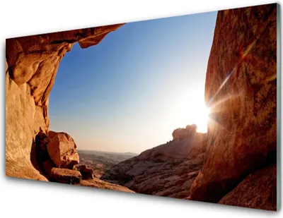 Produktbild von Acrylglasbilder 100x50 Wandbild Druck Felsen Sonne Landschaft