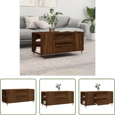 Produktbild von The Living Store Couchtisch Braun Eichen-Optik 102x44,5x50 cm Holzwerkstoff