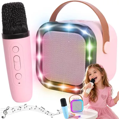 Zdjęcie produktu dla Świecący Głośnik + Mikrofon Przenośny Zestaw Do Karaoke Bluetooth Usb Jack