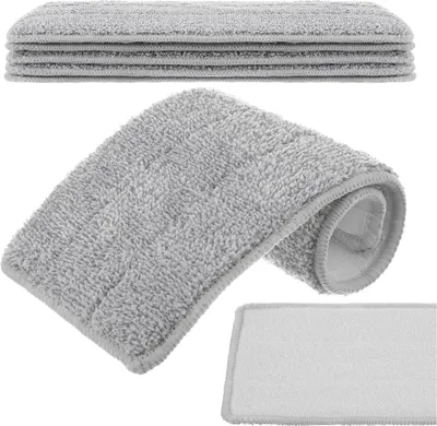 Image de RUHHY Housses de rechange pour balai à franges plat, lot de 5, tampons pour balai à franges 33 cm en microfibre Lavables jusqu'à 120 fois, housses de balai à franges super absorbantes pour parquet, stratifié et carrelage, dimensions : 33 x 11,5 cm