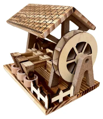 Produktbild von Miniaturhausmodell aus Holz, Mühlenmodell, Holzkunsthandwerk, Dekoration im Landhausstil für den Schreibtisch