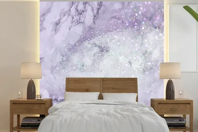 Produktbild von MuchoWow® Fototapete für Wohnzimmer oder Schlafzimmer Wandtapete Vinyl Motivtapete Marmor - Grün - Lila - 240x240 cm - Schlafzimmer-Tapete