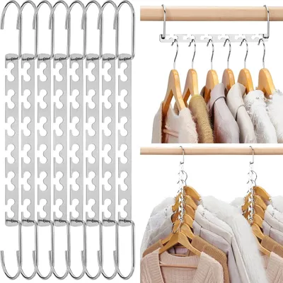 Produktbild von Kleiderbügel Platzsparende rutschfeste Schrank Organizer 8Stück aus Metall für Schwere Kleider L26cm