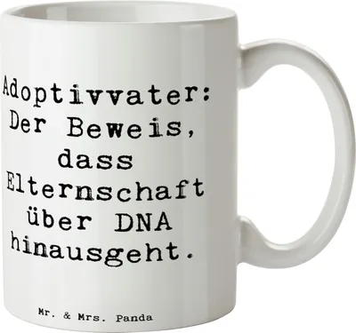 Produktbild von Mr. & Mrs. Panda Teetasse Spruch Adoptivvater Liebe - Weiß - Geschenk, Bindung, persönliche Erinnerungen, haferl, Adoption, handgemacht, handgefertigte Geschenke, Tasse