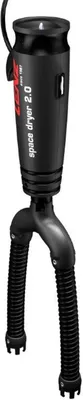A black Lenz Space Dryer 2.0 with two flexible hoses.