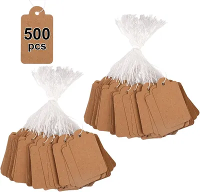 Produktbild von Preisetiketten mit Band – 4,5 x 2,8 cm, Mini-Etiketten, braun