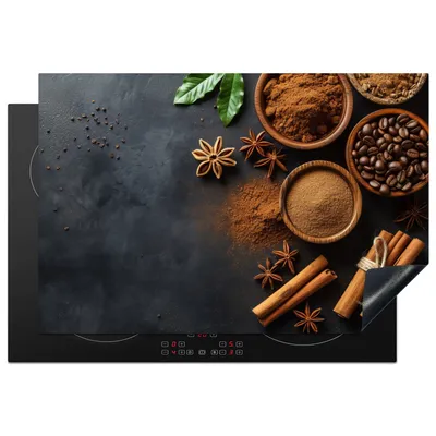 Produktbild von KitchenYeah© Herdabdeckplatte Zimt - Kaffee - Beton , 78x52cm, Küche Deko, Glaskeramikkochfeld Herdabdeckung, Abdeckplatte fùr Kochfeld