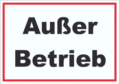 Produktbild von Außer Betrieb Aufkleber A9 (37x52mm)